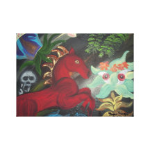 Pônei Prancing vermelho Impressão De Canvas Envolvida