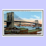 Ponte de Brooklyn da Nova Iorque do vintage, Manha pôsteres