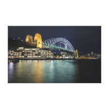 Ponte de porto de Sydney na noite Impressão De Canvas Envolvida