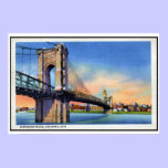 Ponte de suspensão de Roebling do vintage, Cincinn pôsteres