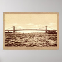 Ponte de Williamsburg, vintage 1907 da Nova Iorque Posters