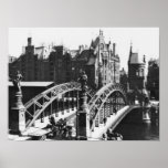 Ponte no Speicherstadt Hamburgo, c.1910 Pôsteres