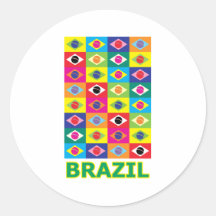 Pop art Brasil Adesivos Redondos