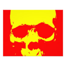 Pop art do crânio - vermelho & amarelo convite personalizados