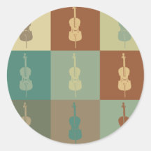 Pop art do violoncelo adesivos em formato redondos