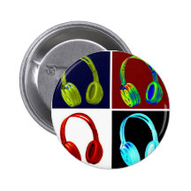 Pop art dos fones de ouvido botons