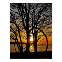 Por do sol com a arte cartões postais