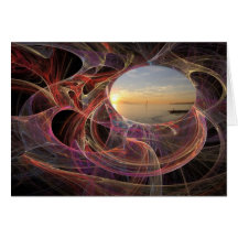 Pôr do sol com fractal cartões