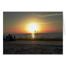 Por do sol da família cartoes