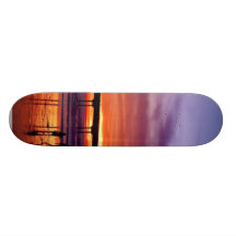 Por do sol da praia do oceano skates personalizados