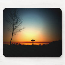 Por do sol de Florida com cruz Mousepads