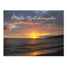 Por do sol de Maui Havaí, Mele Kalikimaka, cartão Cartões Postais