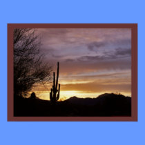 Por do sol do Saguaro posters
