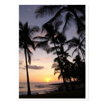 Por do sol havaiano cartoes postais