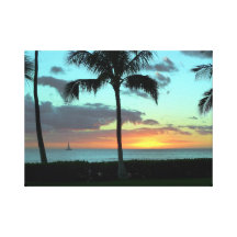 Por do sol havaiano impressão em tela canvas
