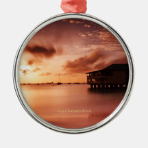Por do sol na praia grande de Barbados Ornamento Para Arvores De Natal