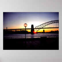 Por do sol, ponte de porto de Sydney Pôsteres
