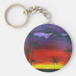Por do sol roxo do céu chaveiros