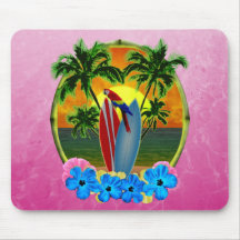 Por do sol tropical cor-de-rosa mousepads
