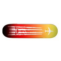 Por do sol tropical da linha aérea skate