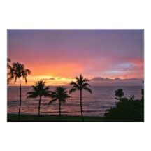 Por do sol tropical de Havaí na praia Fotos