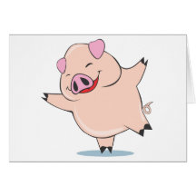 Porco alegre da dança cartões