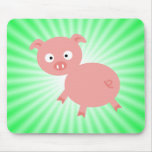 Porco cor-de-rosa bonito; Verde Mousepad