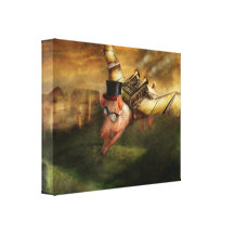 Porco do vôo - Steampunk - os suínos do vôo Impressão De Canvas Envolvida