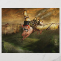 Porco do vôo - Steampunk - os suínos do vôo Modelo De Panfleto
