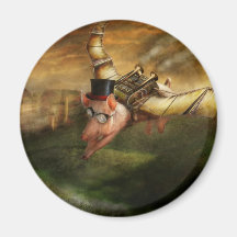 Porco do vôo - Steampunk - os suínos do vôo Imãs De Geladeira