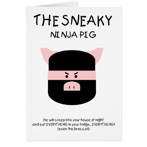 Porco Sneaky de Ninja Cartões