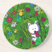 Porta copos do cão de Westie do Flowerbed de KiniA