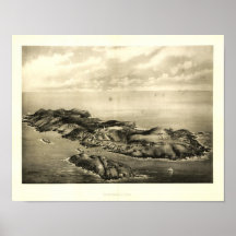 Poster 1896 da opinião da ilha de Monhegan, Maine 