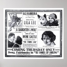 Poster 1919 do anúncio do filme do vintage do cast