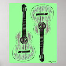Poster 2013 do pop art das guitarra (verde)