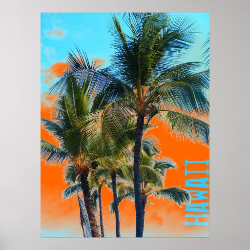Poster alaranjado da palma de Havaí