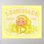 Poster amarelo da arte da limonada do verão