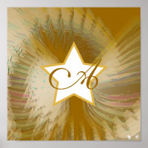 Poster angélico estrelado do ouro do monograma das