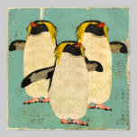 Poster azul da arte da lagoa dos pinguins pôsteres