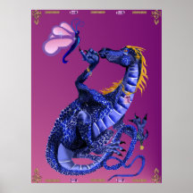 Poster azul do dragão e da borboleta