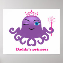 Poster bonito da princesa do bebé do polvo