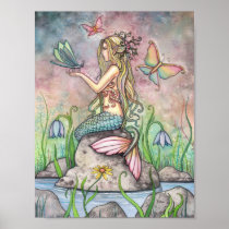 Poster bonito da sereia por Molly Harrison pôsteres
