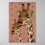 Poster chamativo da arte dos girafas de Rosa