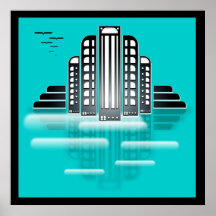 poster da arquitectura da cidade do art deco