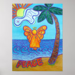 Poster da arte do anjo da praia de Califórnia
