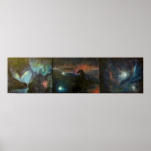 Poster da arte do espaço - pintura do Triptych da 