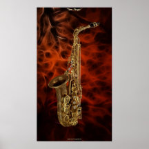 Poster da arte do Fractal do melómano do SAXOFONE