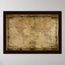 Poster da arte do mapa de Velho Mundo de COLTONS (