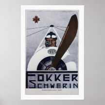 Poster da aviação de Schwerin WW1 do Fokker