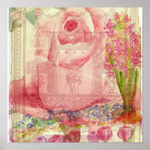 Poster da colagem do Victorian do rosa do rosa